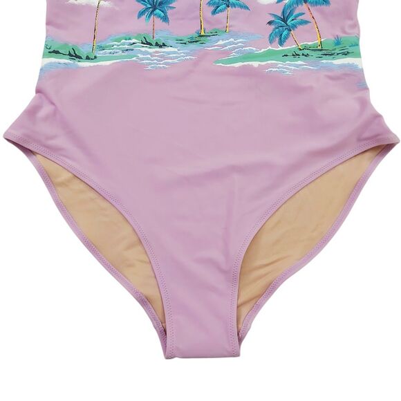 Old Navy Swimsuit Womens XL Lilac Padded Tropical Print Outdoor Pool Beach - Picture 5 of 12